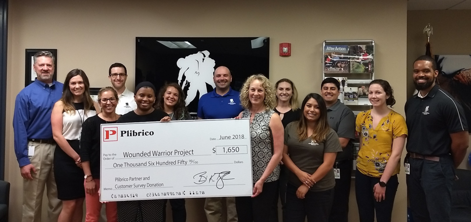 Plibrico - Wounded Warrior Project Donation 7-2018